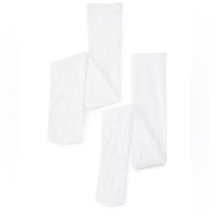 Trimfit Girls Stretchy Fit Tights 2-Pack White Solid & Lace NWOP